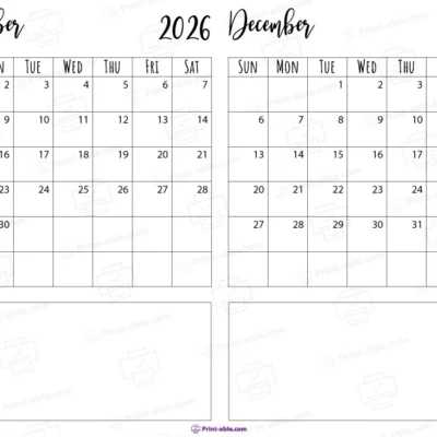 November december 2026 calendar free download