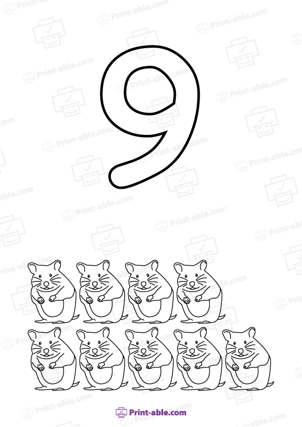 Number Coloring Pages Printable Free Download