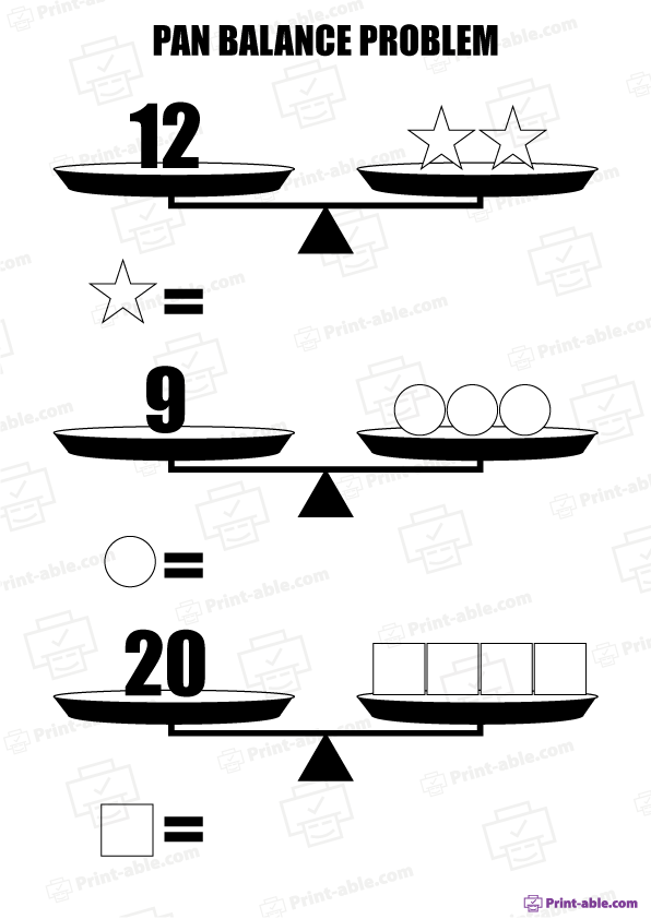 Pan Balance Worksheets Free Download