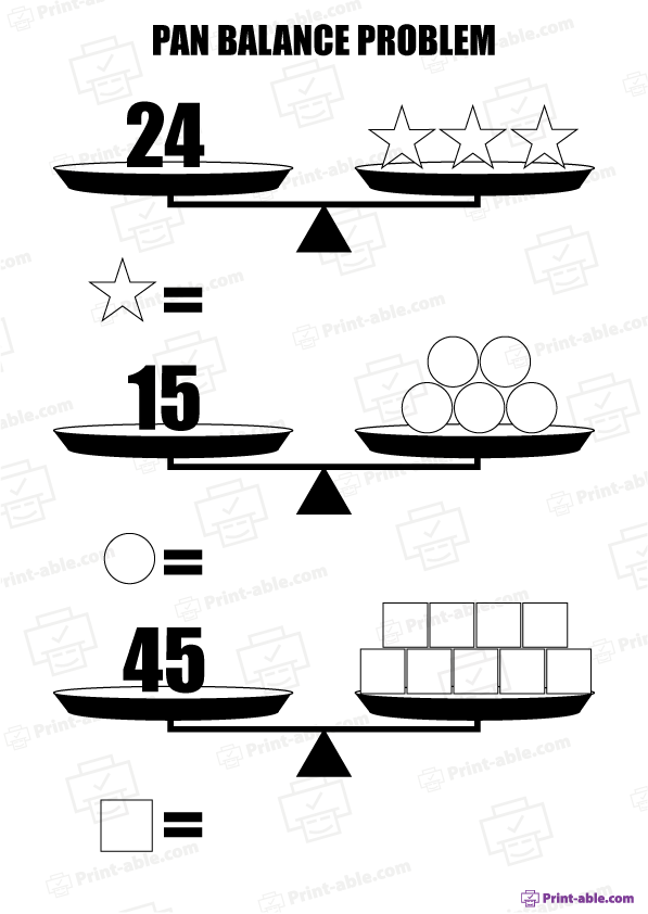 Pan Balance Worksheets Free Download