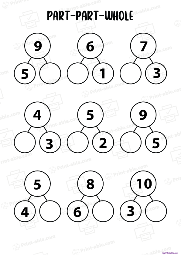 part part whole worksheet printable free download