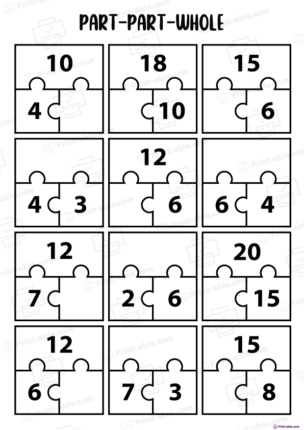 part part whole worksheet printable free download