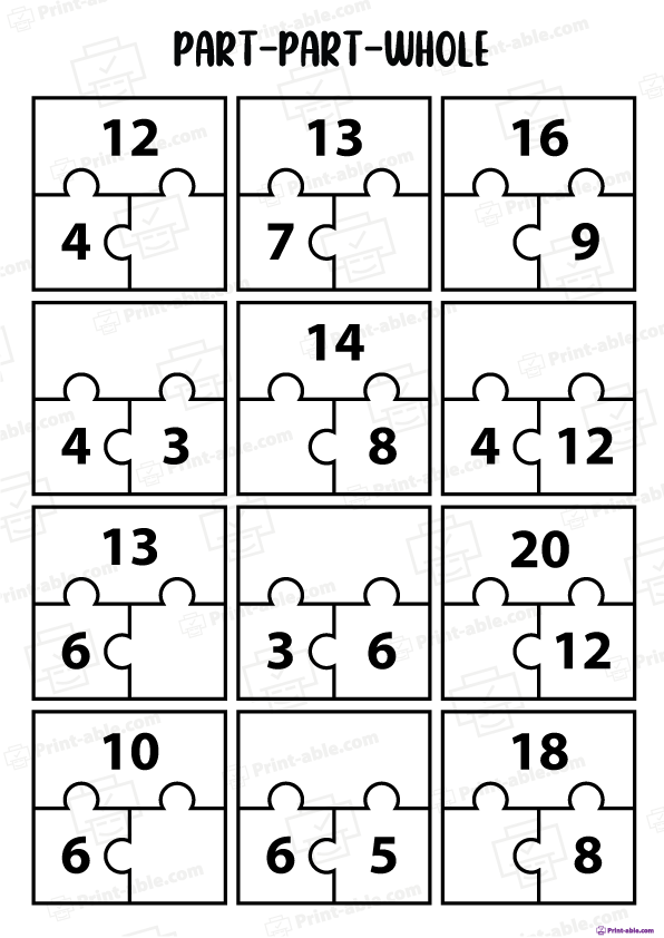 part part whole worksheet printable free download