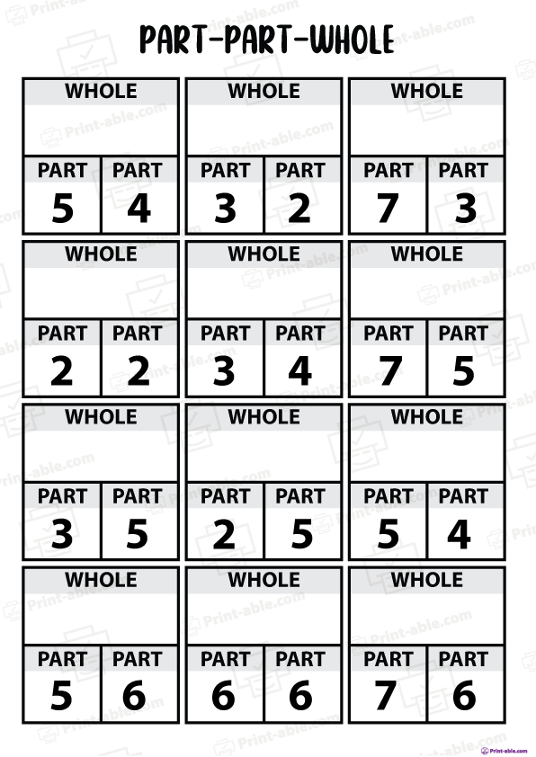 part part whole worksheet printable free download