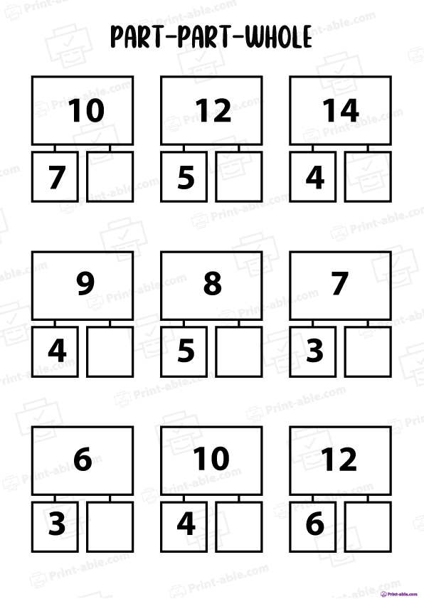 part part whole worksheet printable free download