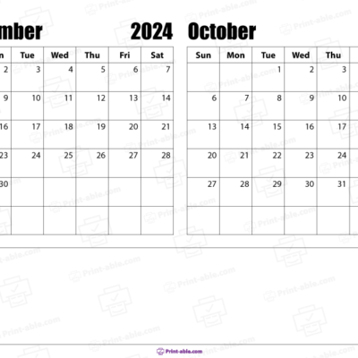 September and october 2024 calendar printable free download