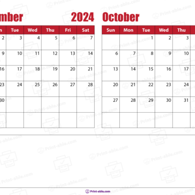 September and october 2024 calendar printable free download