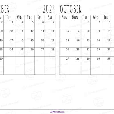 September and october 2024 calendar printable free download