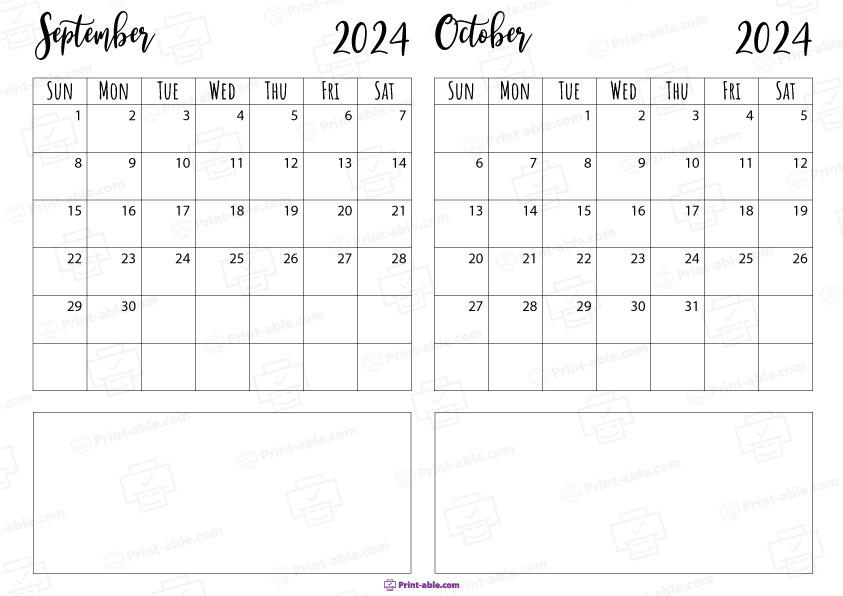 September and October 2024 Calendar Free Download