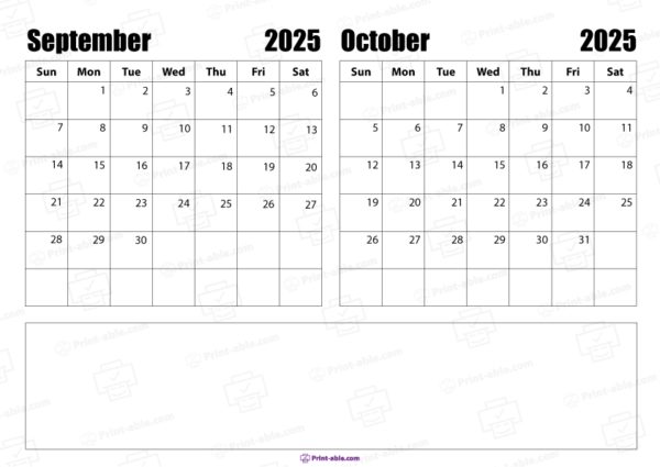 september and october 2025 calendar free download