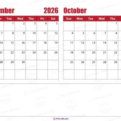 september and october 2026 calendar free download