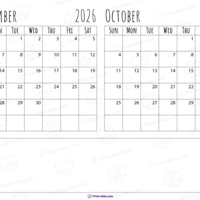 september and october 2026 calendar free download