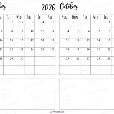 september and october 2026 calendar free download