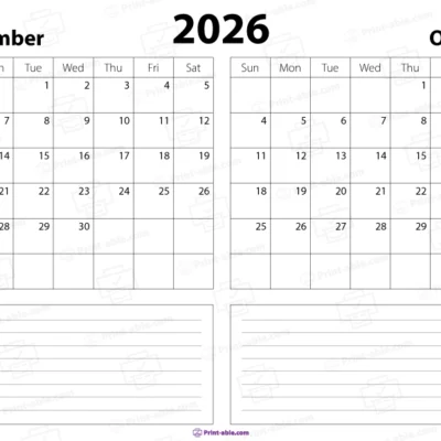 september and october 2026 calendar free download