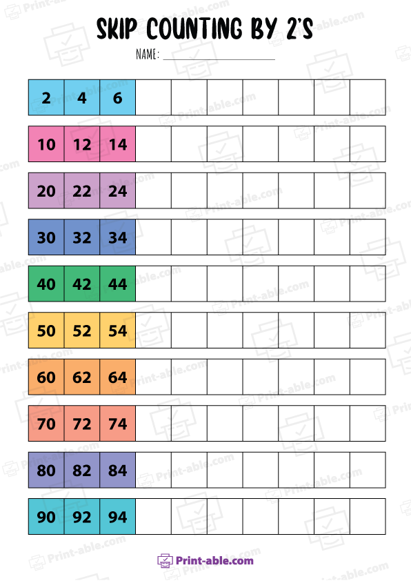 Skip Counting Worksheets Free Download