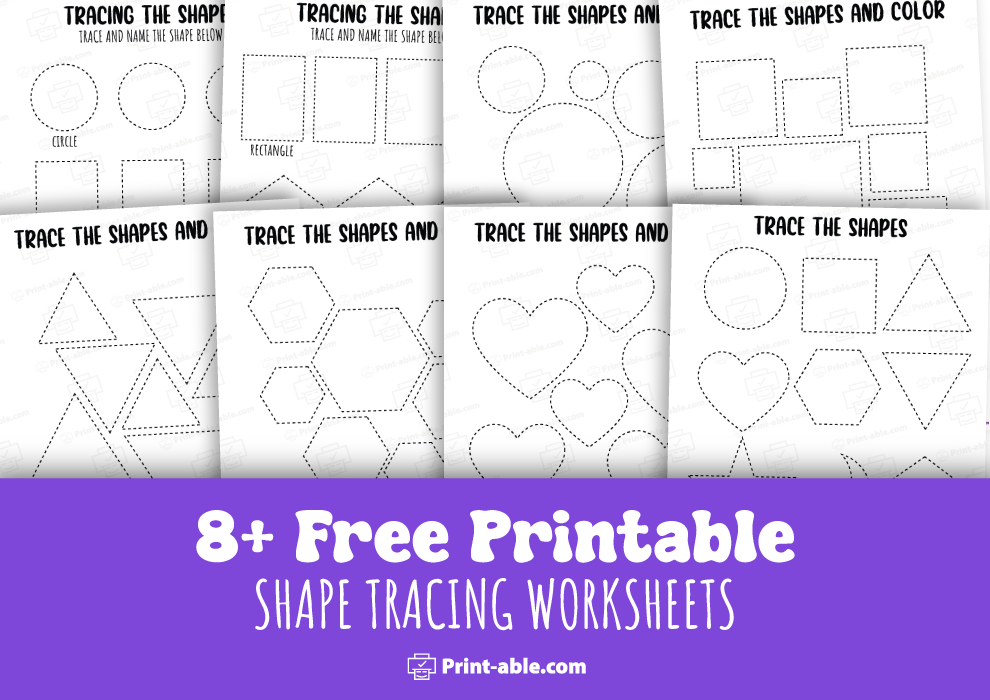 Shape tracing worksheets printable free download