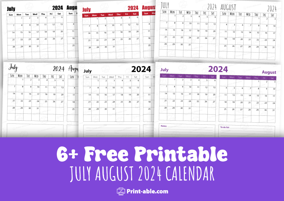 july august 2024 calendar free download
