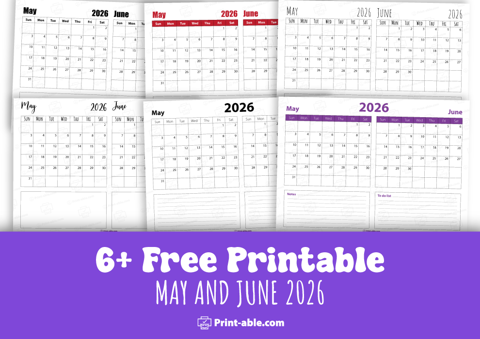 may and june 2026 calendar free download