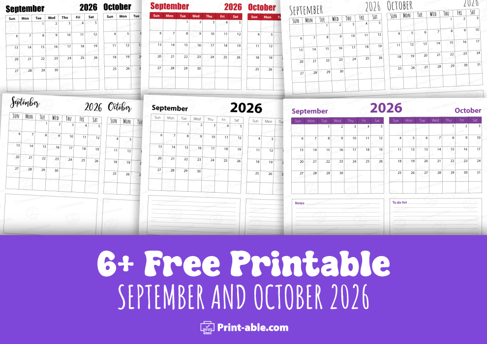 september and october 2026 calendar free download