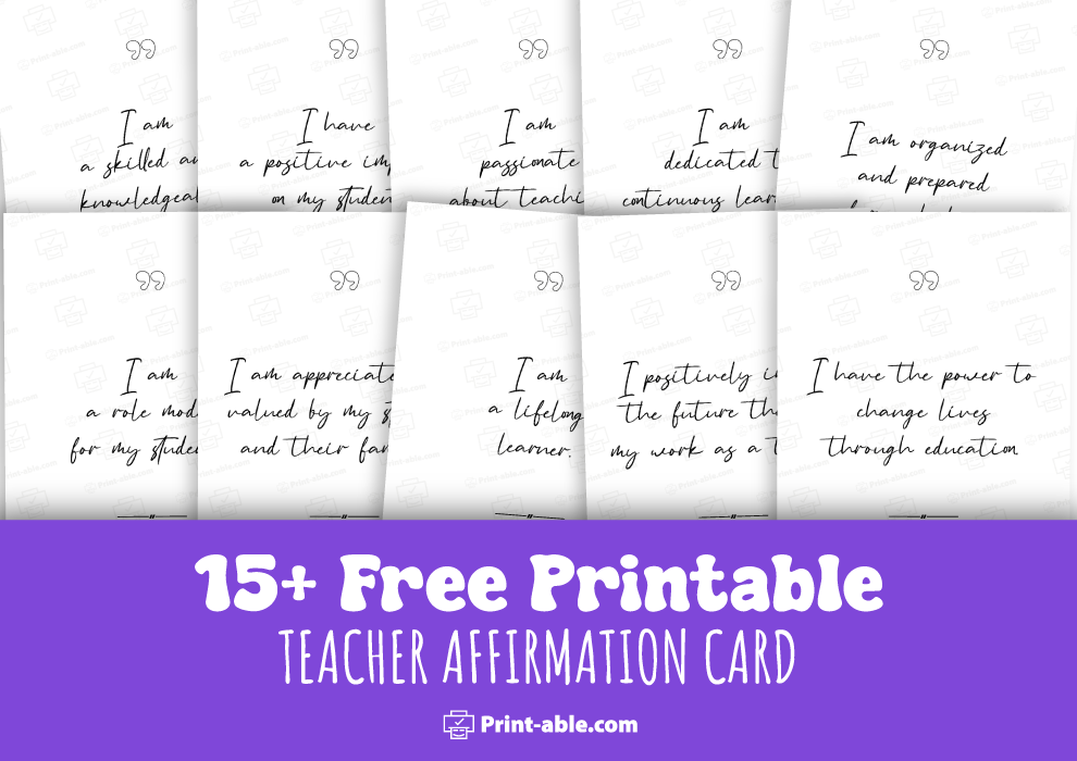 teacher affirmation card printable free download
