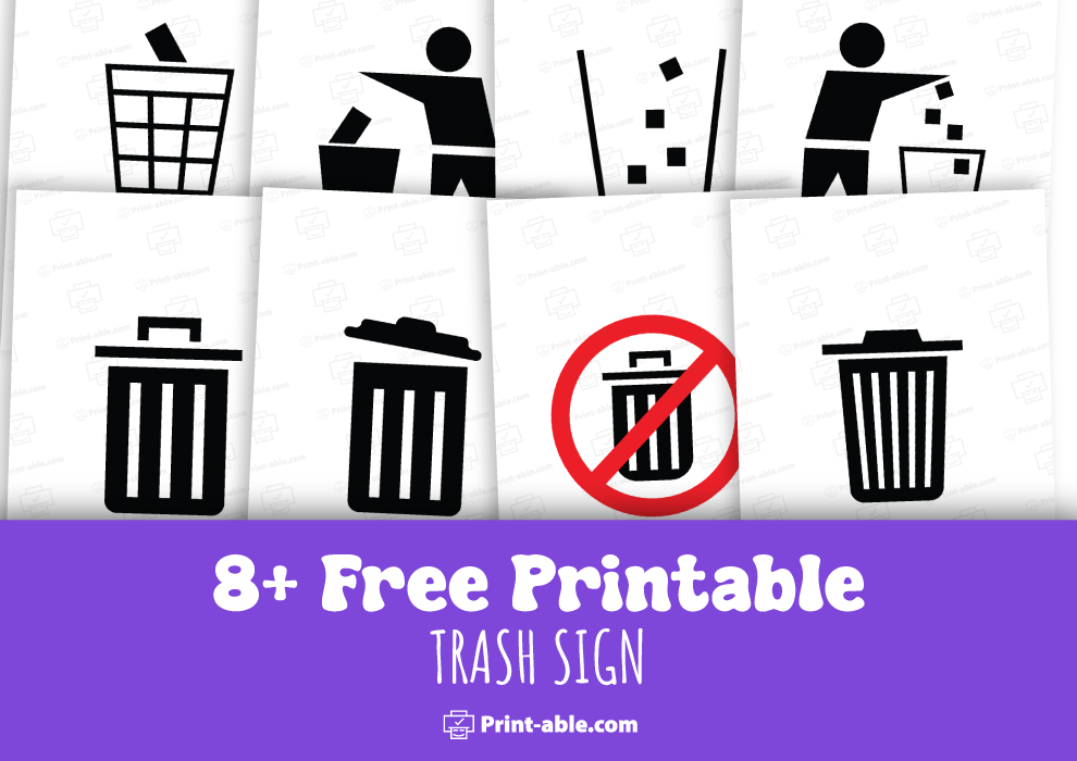 trash sign printable free download