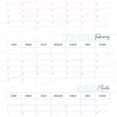 2025 three month calendars printable free download