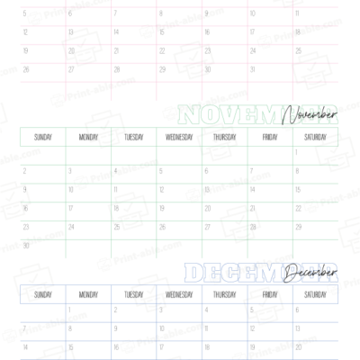 2025 three month calendars printable free download