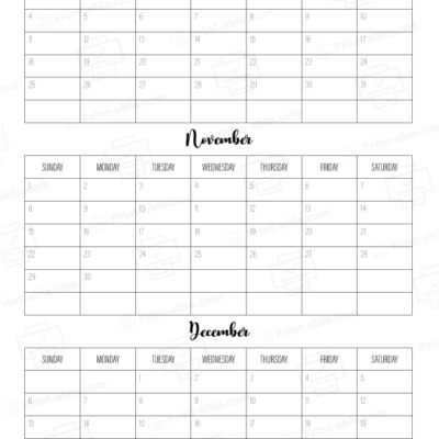 2024 three month calendars printable free download