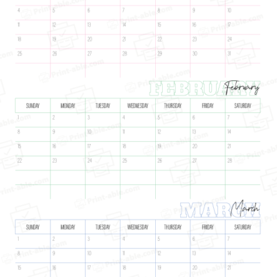 2024 three month calendars printable free download