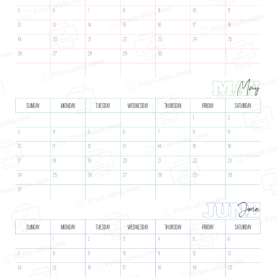 2024 three month calendars printable free download