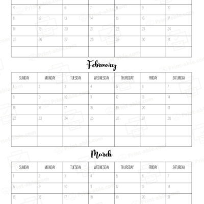 2024 three month calendars printable free download