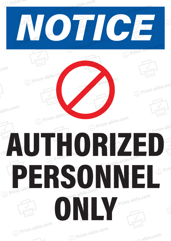 Authorized Personnel Only Sign Printable Free Download