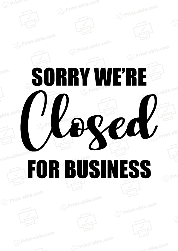 Closed Sign For Business Printable Free Download