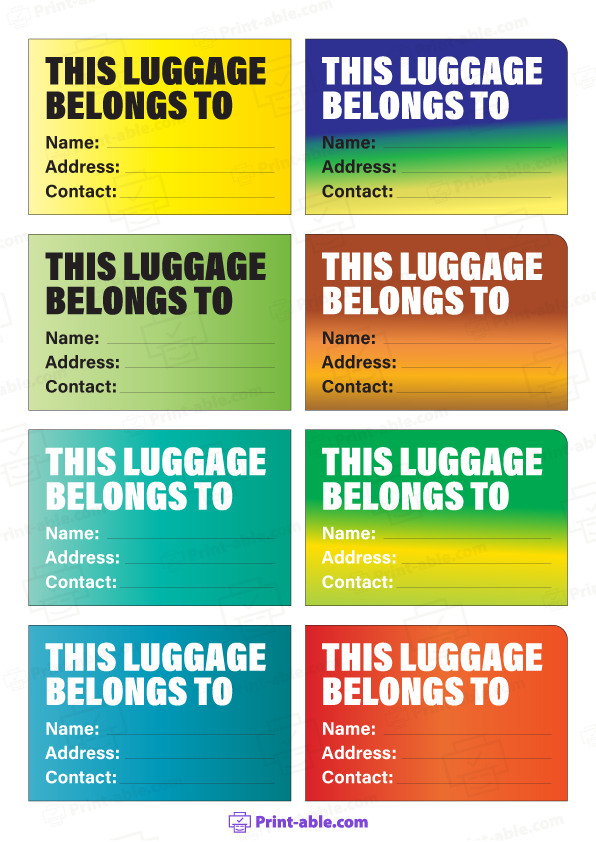 Luggage Tag Printable Free Download