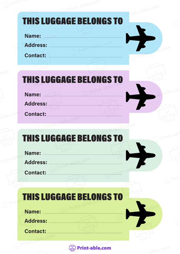 Luggage Tag Printable Free Download