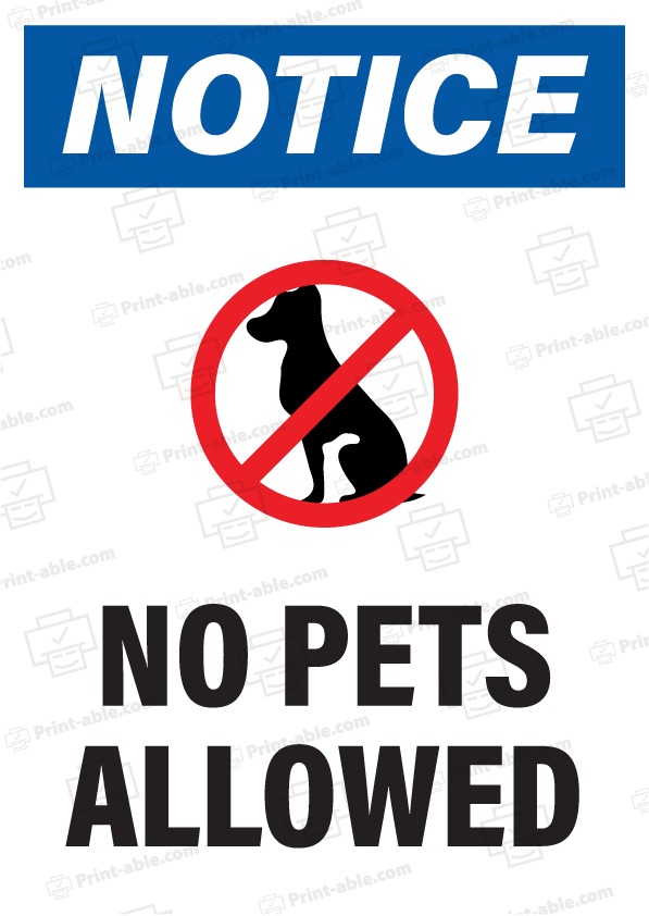 No Pets Allowed Sign Printable Free Download