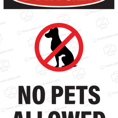 no pets allowed sign printable free download