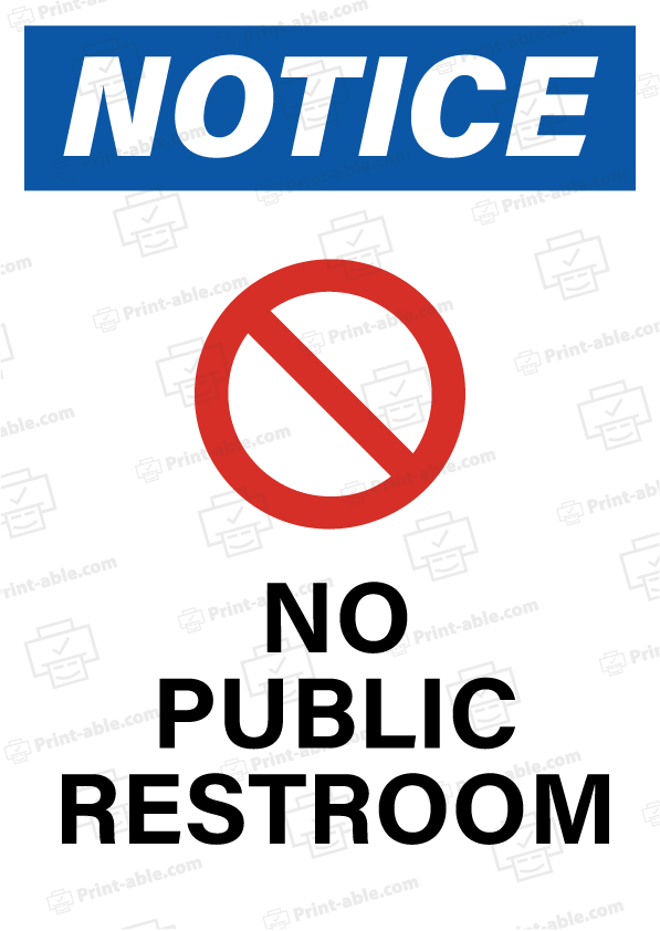 No Public Restroom Sign Printable Free Download