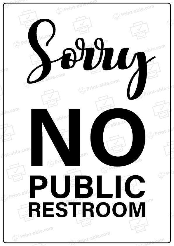 No Public Restroom Sign Printable Free Download