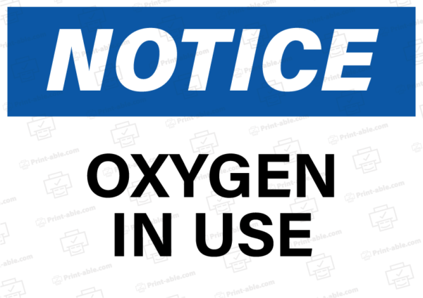 oxygen in use sign printable