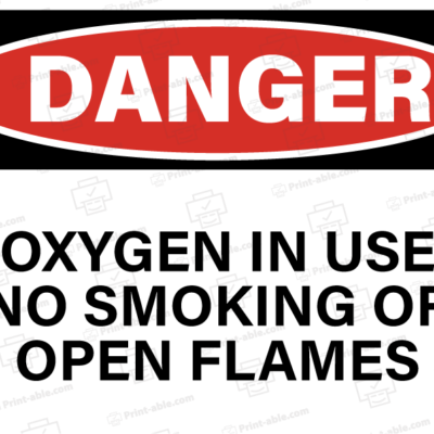 oxygen in use sign printable