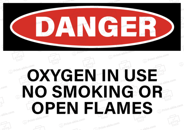 oxygen in use sign printable