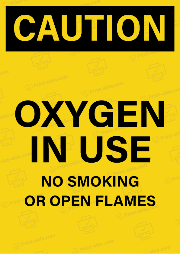 Oxygen In Use Sign Printable Free Download