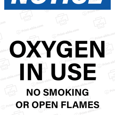 oxygen in use sign printable