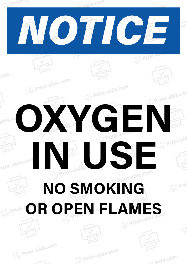 Oxygen In Use Sign Printable Free Download