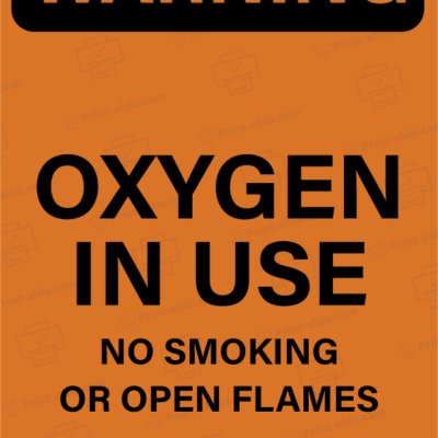 oxygen in use sign printable