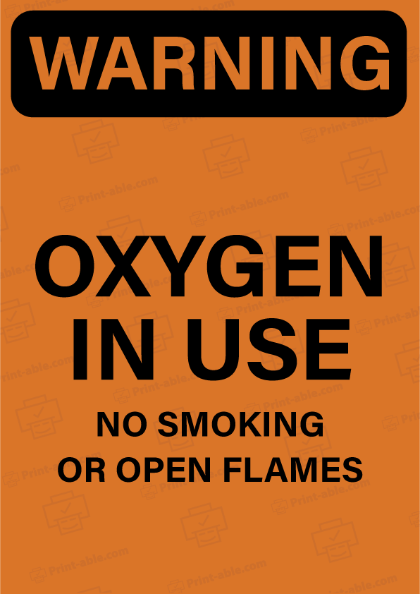 Oxygen In Use Sign Printable Free Download