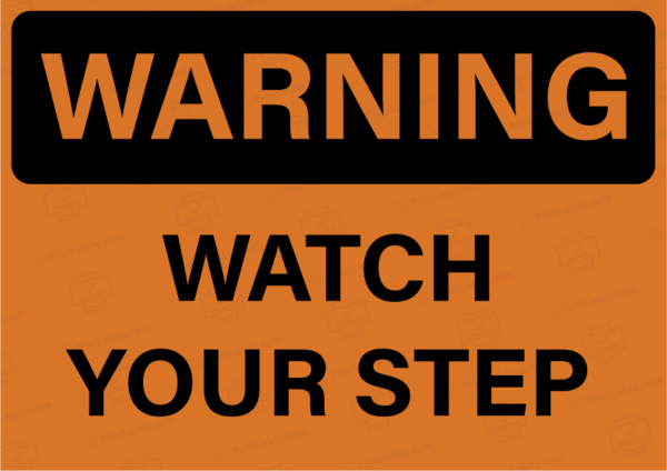 watch your step sign printable free download