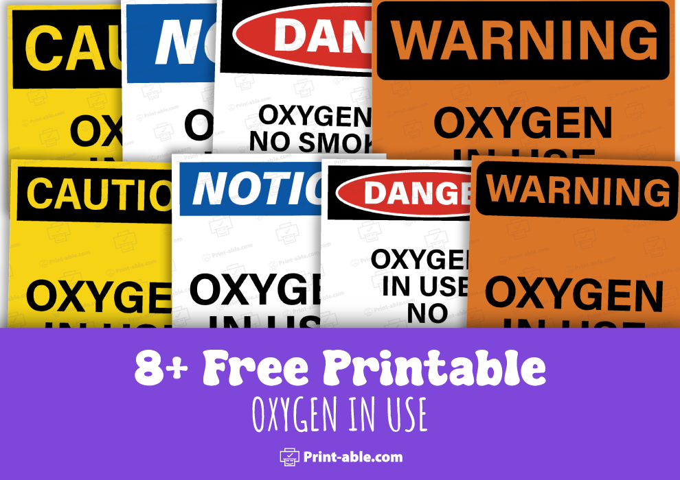 oxygen in use sign printable