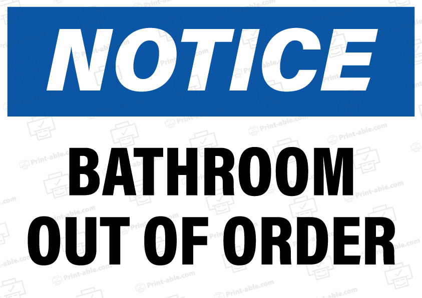 Bathroom Out of Order Printable Free Download